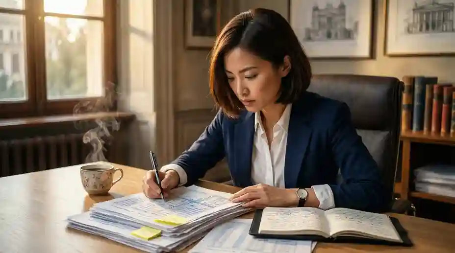 Persona che studia documenti e statistiche sportive alla scrivania