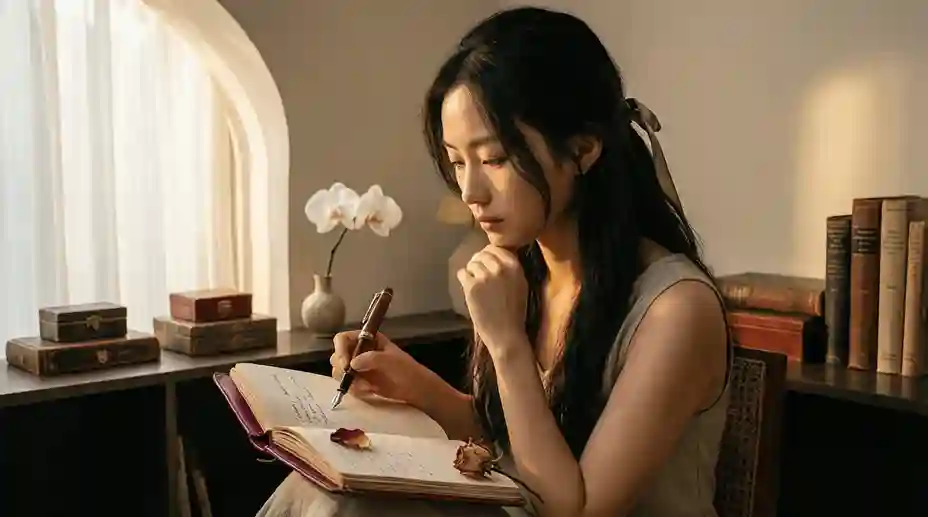 Persona che scrive su diario per auto-riflessione