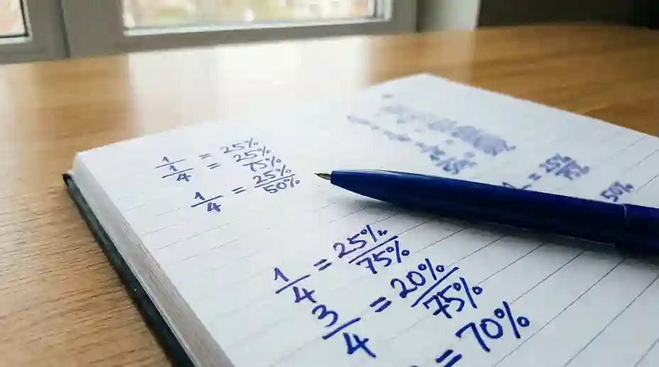 Taccuino con appunti e segni di percentuale